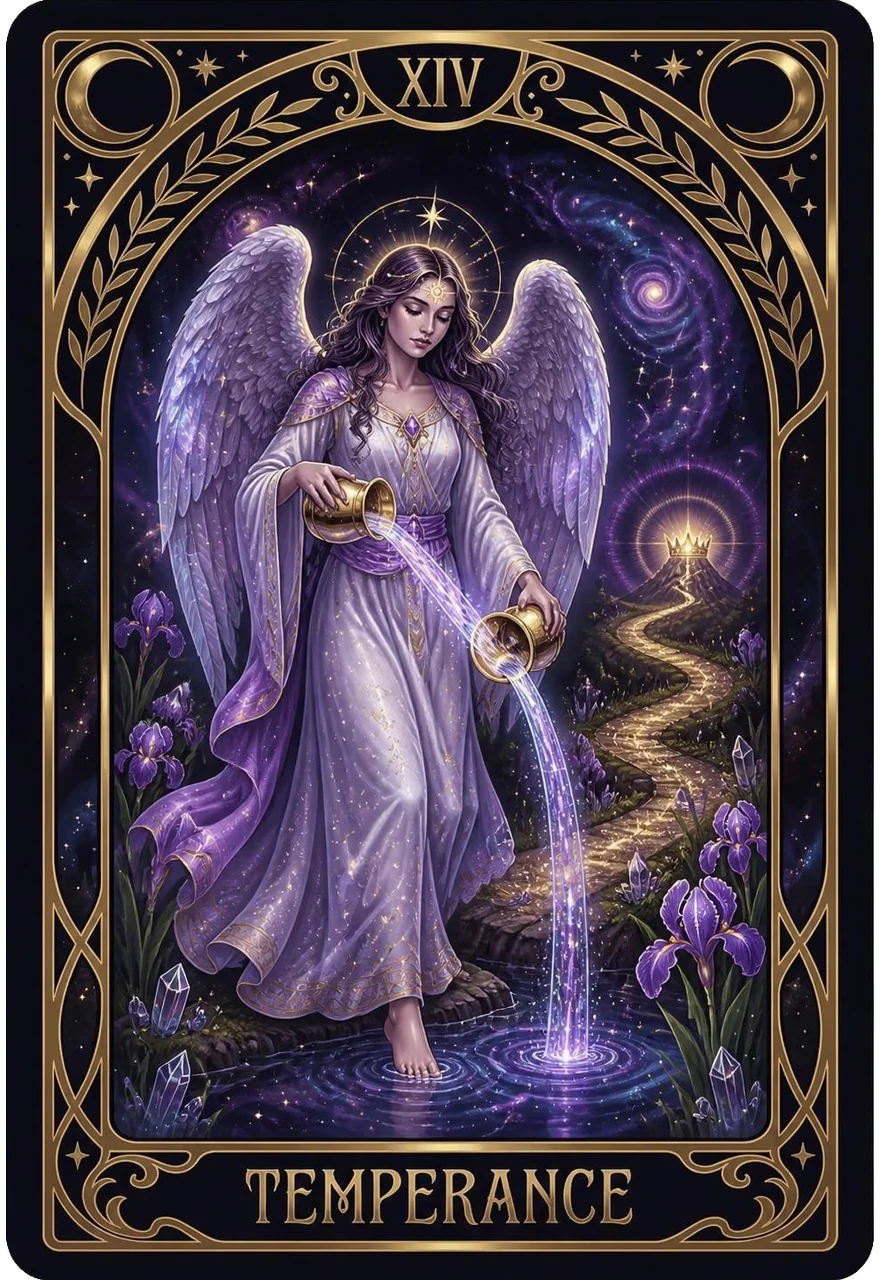 Temperance tarot card (Major Arcana XIV) from the Life Oracle deck