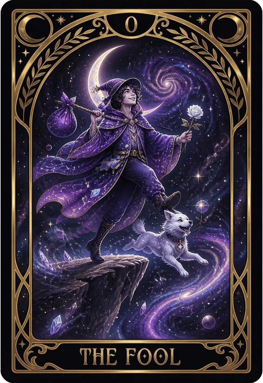 The Fool tarot card (Major Arcana 0) from the Life Oracle deck