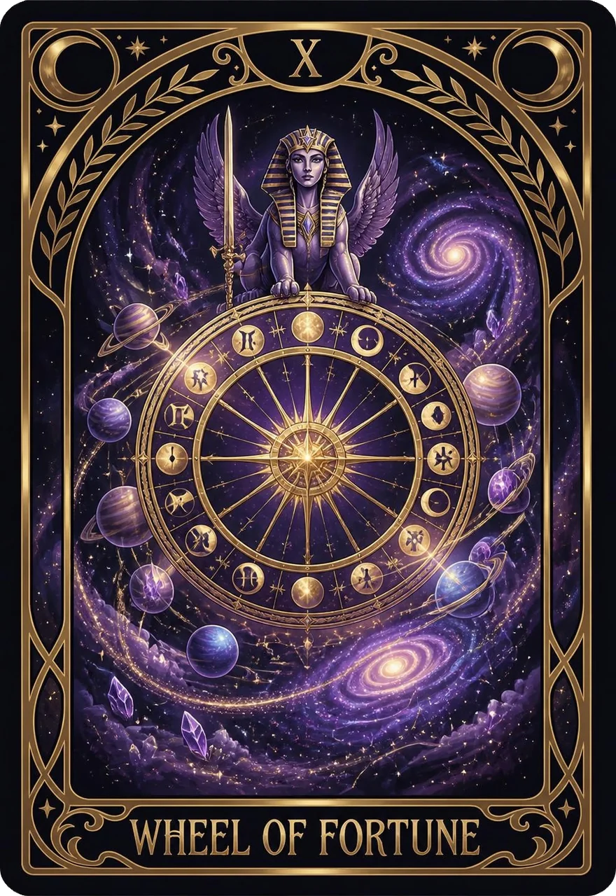 Wheel of Fortune tarot card (Major Arcana X) from the Life Oracle deck